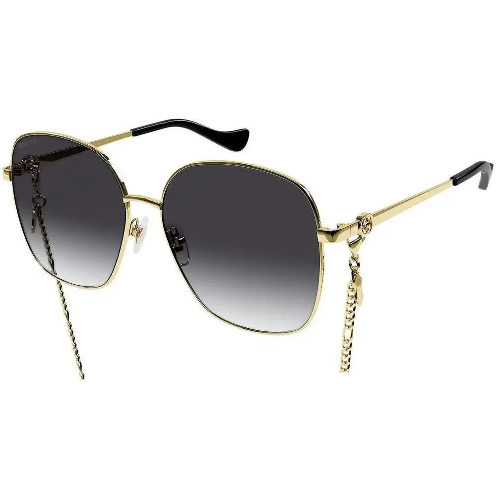 NWT Gucci GG1089SA-001-61 Gold Square 61mm Sunglasses